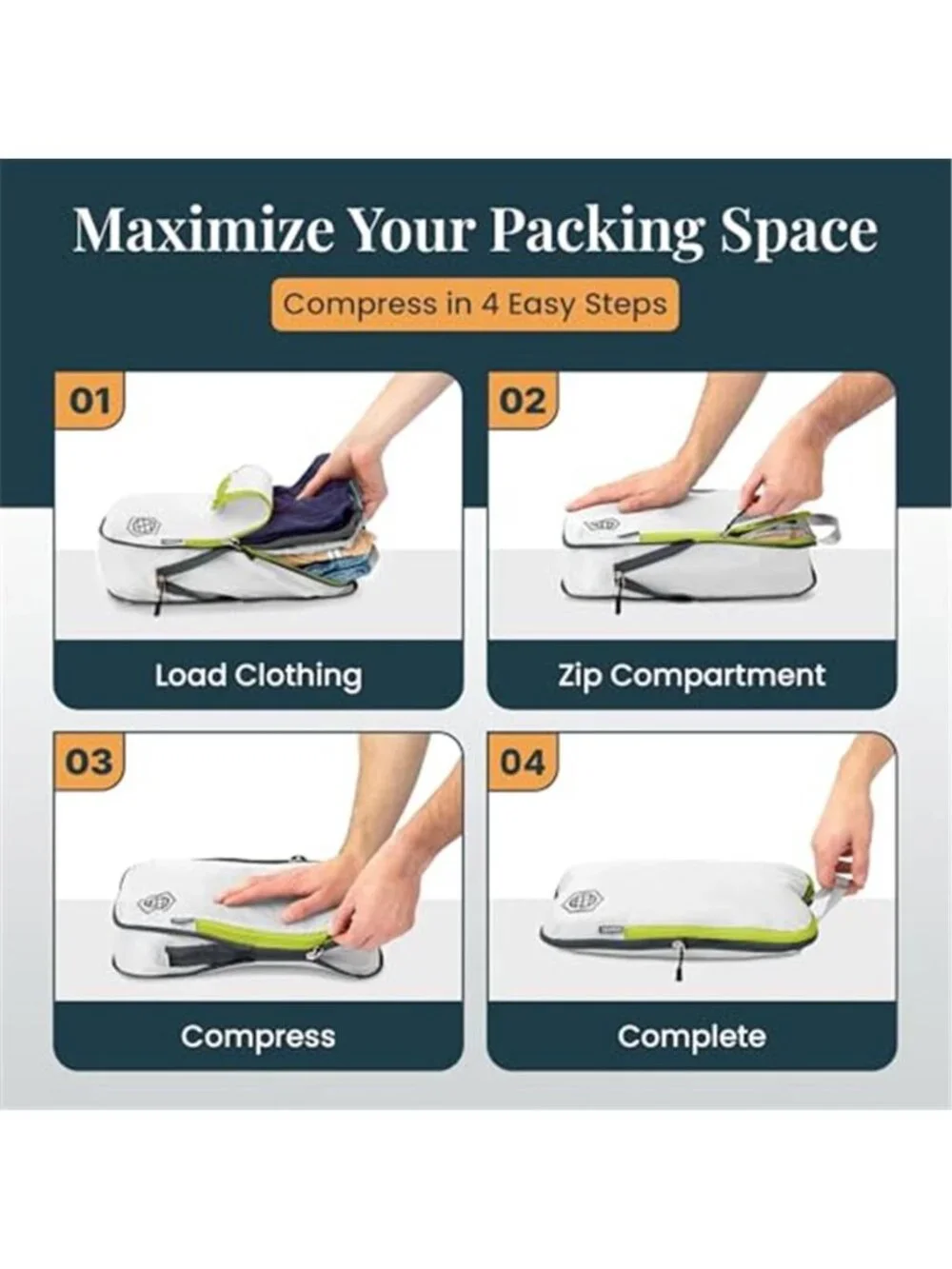 Extra Large Compression Packing Cubes 6 Piece Set Travel Luggage Organizer
